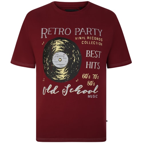 KAM Retro Party Print T-Shirt Burgundy